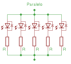 LEDs acionados em configuração em paralelo